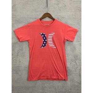 Hurley USA American Flag Logo Graphic T-Shirt Small (S) Petite Orange